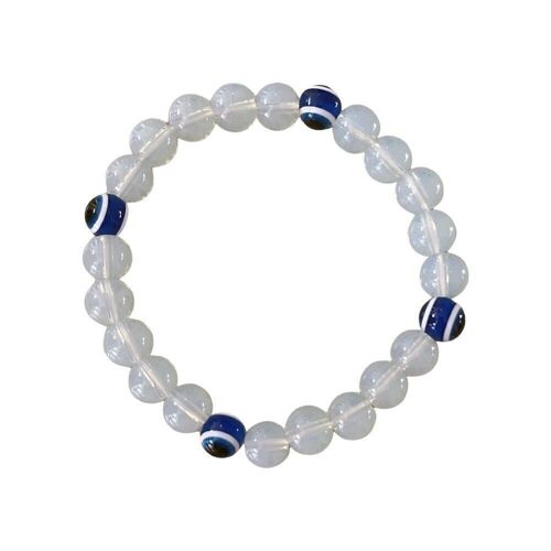 Evil Eye Beaded Stretch Bracelet, Opalite