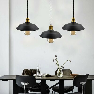 Confezione da 3 lampade a sospensione a soffitto con lampadario a soppalco vintage, paralume industriale (senza lampadina) ~ 2990