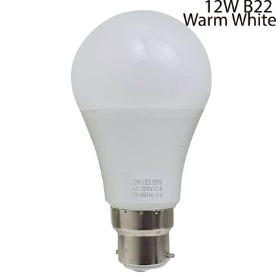 12W B22 Ampoule Lampe à économie d'énergie Globe blanc chaud ~ 1374