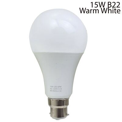 15W B22 Bombilla Lámpara de ahorro de energía Globo blanco cálido ~ 1376