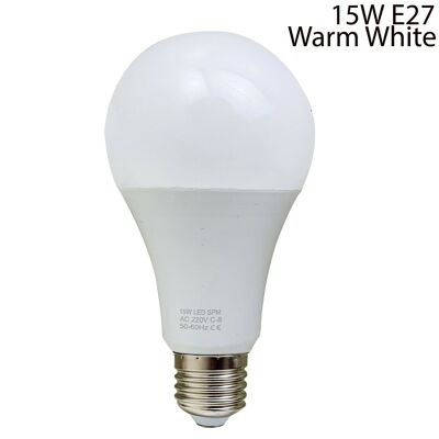 15W E27 Bombilla Lámpara de ahorro de energía Globo blanco cálido ~ 1377
