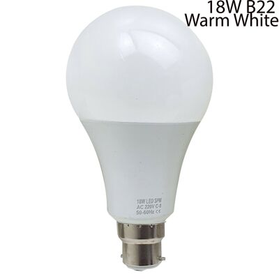 18W B22 Ampoule Lampe à économie d'énergie Globe blanc chaud ~ 1378