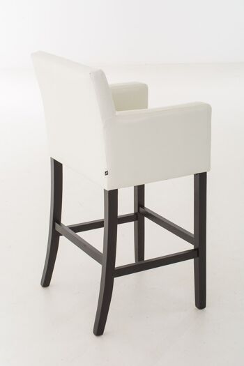 Tabouret de bar Maori cadre noir blanc 55x60x110 cuir artificiel blanc Bois 4