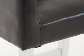 Tabouret de bar Maori cadre blanc noir 55x60x110 simili cuir noir Bois 7