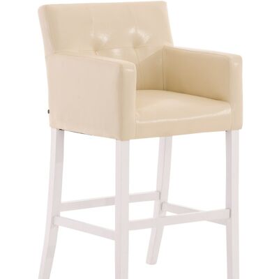 Bar stool Maori frame white cream 55x60x110 cream artificial leather Wood