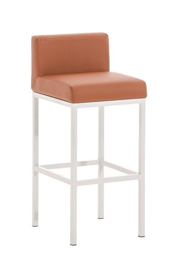 Tabouret de bar Goa W77 marron clair 44,5x40x96,5 cuir artificiel marron clair Bois 1