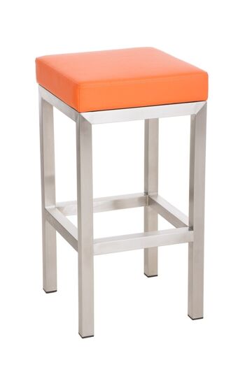 Tabouret de bar Taylor E80 orange 43x43x80 cuir artificiel orange acier inoxydable 1