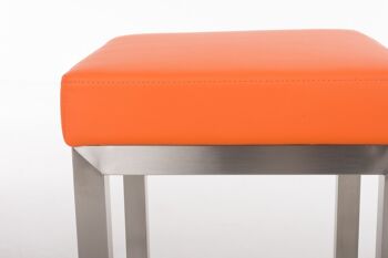 Tabouret de bar Taylor E80 orange 43x43x80 cuir artificiel orange acier inoxydable 3