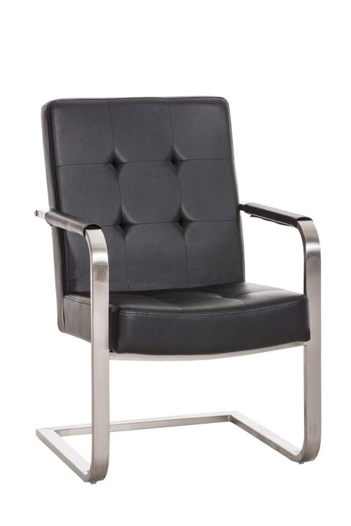 Quentin bezoekersstoel zwart 59x59x90 zwart kunstleer roestvrij staal