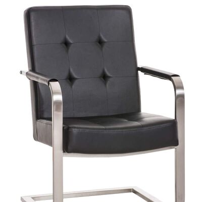 Quentin bezoekersstoel zwart 59x59x90 zwart kunstleer roestvrij staal