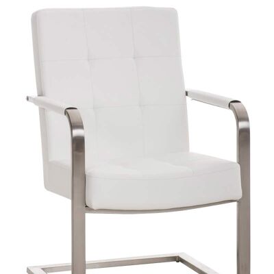 Quentin bezoekersstoel wit 59x59x90 wit kunstleer roestvrij staal