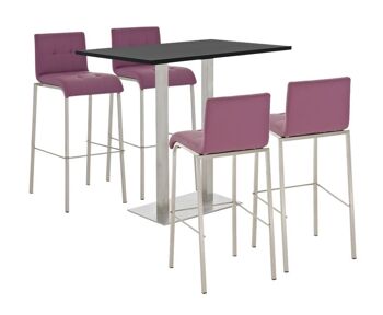 Ensemble de bar Velosa, noir mat violet 130x120x111 violet Matériau acier inoxydable