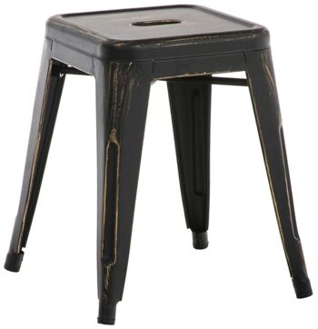 Tabouret Armin antique noir doré 40x40x46 métal noir doré métal 1