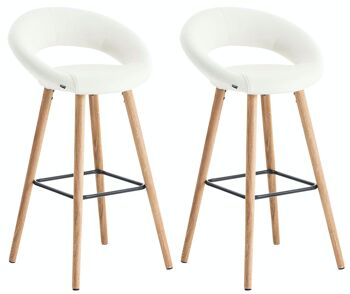 Lot de 2 tabourets de bar Tampa simili cuir blanc 48x55x97 simili cuir blanc Bois 1