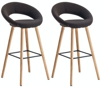 Lot de 2 tabourets de bar en tissu Tampa marron 48x55x97 marron Matière Bois 1