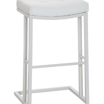 Taburete de bar Nepal W78 blanco 42x48x78 cuero artificial blanco metal