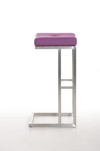 Tabouret de bar Nepal E78 violet 42x48x78 cuir artificiel violet acier inoxydable 2