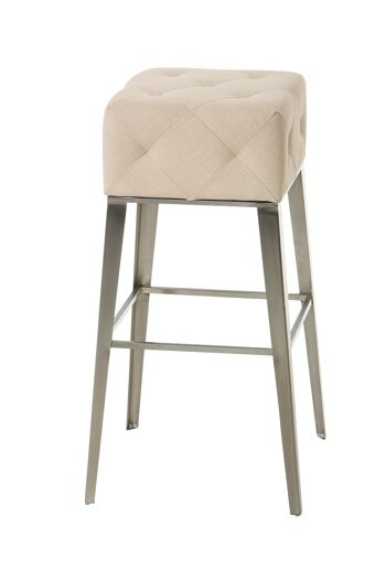 Tabouret de bar Plano tissu crème 41x41x77 crème acier inoxydable 1