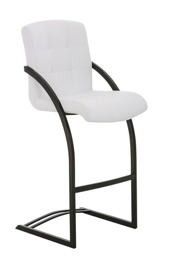 Tabouret de bar Dakota B blanc 57x47x113 cuir artificiel blanc Métal noir mat 1