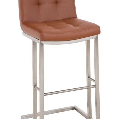 Tabouret de bar Carlton E78 brun clair 45x44x104 cuir artificiel brun clair acier inoxydable