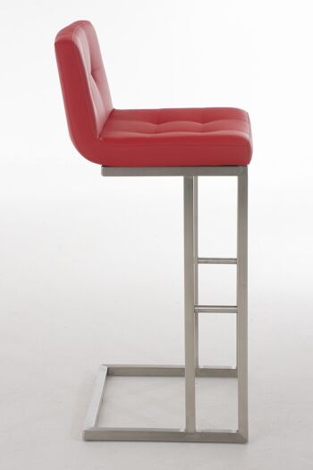 Tabouret de bar Carlton E78 rouge 45x44x104 cuir artificiel rouge acier inoxydable 2