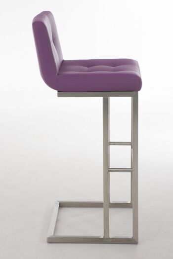 Tabouret de bar Carlton E78 violet 45x44x104 cuir artificiel violet acier inoxydable 2