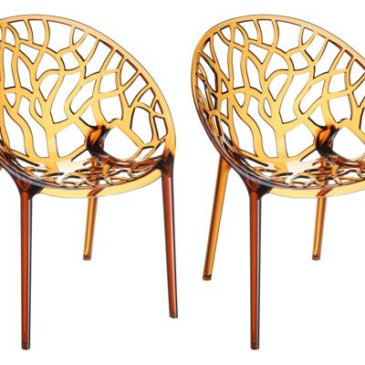 SET of 2 CRYSTAL stacking chairs Amber 60x59x80 Amber plastic plastic