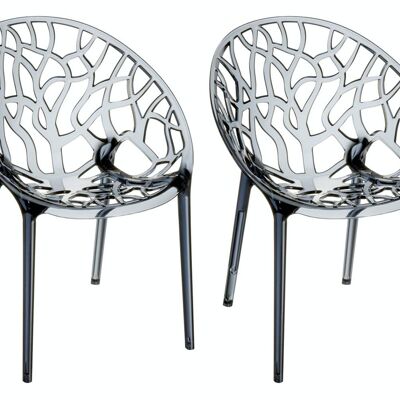 LOT de 2 chaises empilables CRYSTAL Gris 60x59x80 Plastique plastique gris