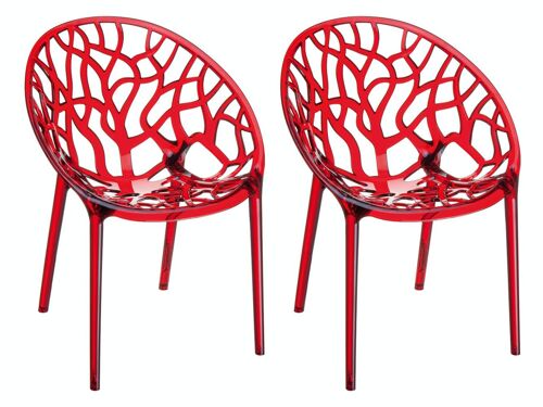 SET van 2 CRYSTAL stapelstoelen rood 60x59x80 rood plastic plastic