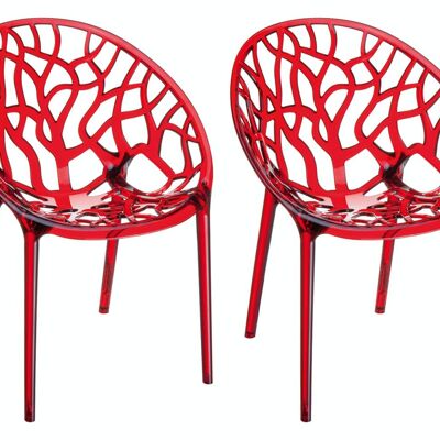 SET 2 sedie CRYSTAL impilabili rosse 60x59x80 plastica plastica rossa