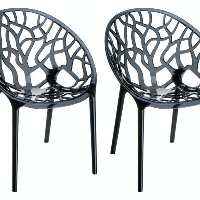 SET of 2 CRYSTAL stacking chairs black 60x59x80 black plastic plastic