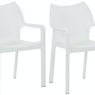 SET van 2 DIVA stapelstoelen wit 53x57x84 wit plastic plastic