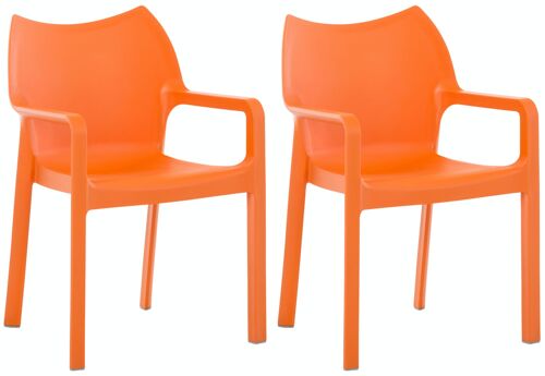 SET van 2 DIVA stapelstoelen oranje 53x57x84 oranje plastic plastic