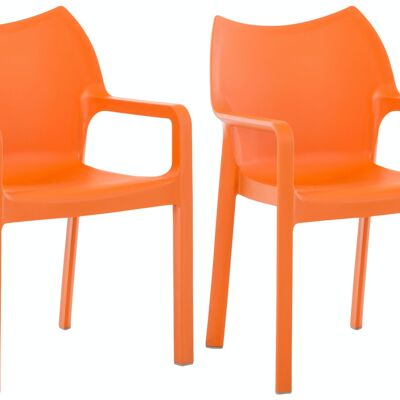 SET van 2 DIVA stapelstoelen oranje 53x57x84 oranje plastic plastic