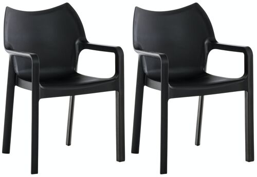 SET van 2 DIVA stapelstoelen zwart 53x57x84 zwart plastic plastic