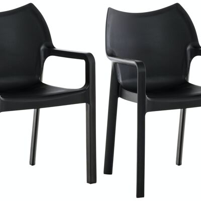 LOT de 2 chaises empilables DIVA noir 53x57x84 plastique noir plastique