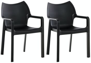 LOT de 2 chaises empilables DIVA noir 53x57x84 plastique noir plastique 1