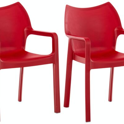 JUEGO de 2 sillas apilables DIVA rojo 53x57x84 plastico rojo plastico