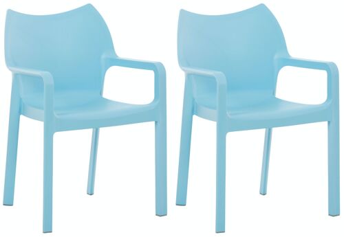 SET van 2 DIVA stapelstoelen Lichtblauw 53x57x84 Lichtblauw plastic plastic