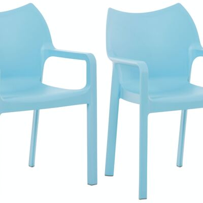 SET van 2 DIVA stapelstoelen Lichtblauw 53x57x84 Lichtblauw plastic plastic