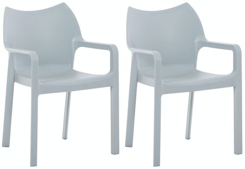 SET van 2 DIVA stapelstoelen lichtgrijs 53x57x84 lichtgrijs plastic plastic