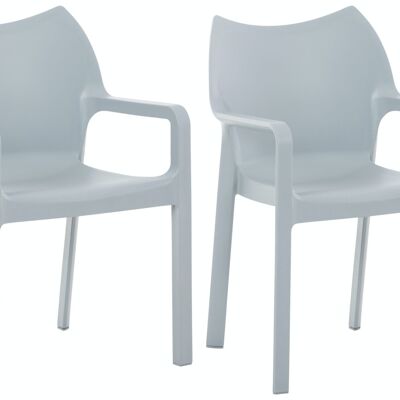 JUEGO de 2 sillas apilables DIVA gris claro 53x57x84 plástico gris claro plástico