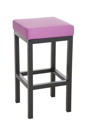 Tabouret de bar Taylor B80 violet 43x43x80 cuir artificiel violet Métal noir mat 1