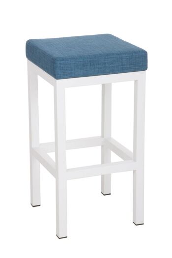 Tabouret de bar Taylor W80 tissu bleu 43x43x80 bleu Matière Métal blanc mat 1