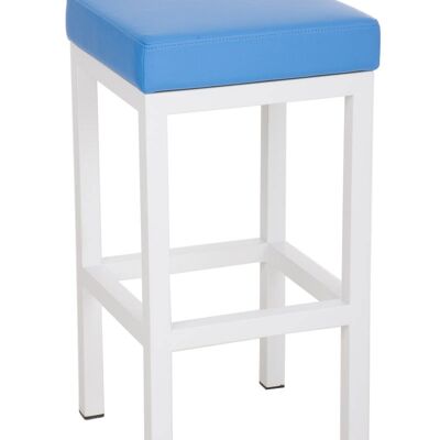 Taburete de bar Taylor W80 azul 43x43x80 cuero artificial azul metal