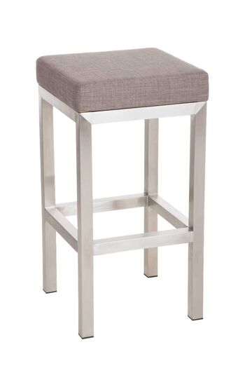 Tabouret de bar Taylor E85 tissu Gris 43x43x85 Gris Matière acier inoxydable 1