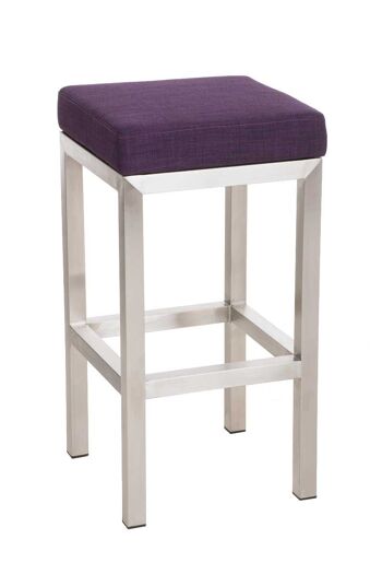 Tabouret de bar Taylor E85 tissu violet 43x43x85 violet Matière acier inoxydable 1