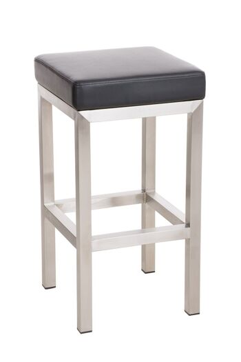 Tabouret de bar Taylor E80 noir 43x43x80 cuir artificiel noir acier inoxydable 1