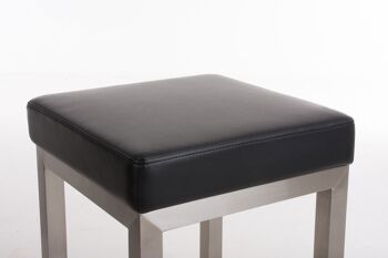 Tabouret de bar Taylor E80 noir 43x43x80 cuir artificiel noir acier inoxydable 2