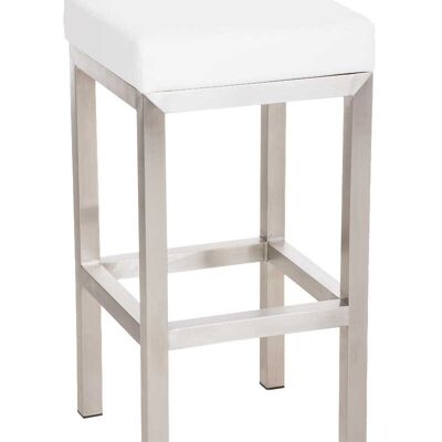 Taburete de bar Taylor E80 blanco 43x43x80 cuero artificial blanco acero inoxidable